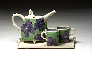 Image of the porcelain paper clay work Tea Set by Jerry L. Bennett.